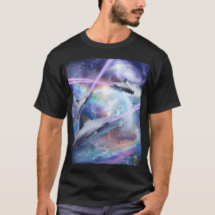 Camiseta Tubarão-Feixe-Alce-Laser Em Tubarões De Galáxia Es