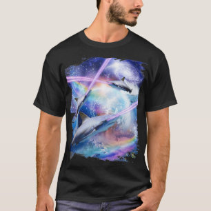 Camiseta Tubarão-Feixe-Alce-Laser Em Tubarões De Galáxia Es