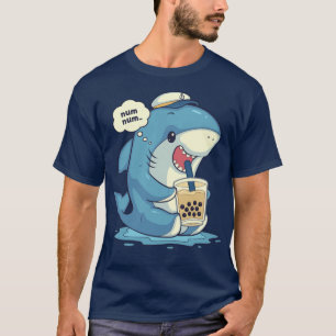 Camiseta Tubarão Funny Boba Tea Bubble Tea Anime Shark Pull
