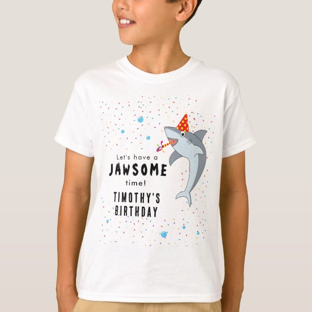 Camiseta Tubarão-gato na Festa de Aniversário de criança Oc (Frente)