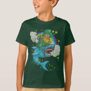 Camiseta Tubarão irlandês da equitação do Leprechaun do