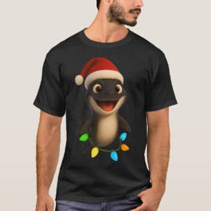 Camiseta Tubarão-lanterna de barriga de veludo de Natal