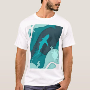 Camiseta Tubarão legal e Abstrato de Tartaruga