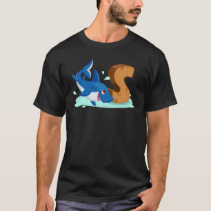 Camiseta Tubarão Letra S Alfabeto Animais Para Meninos Meni