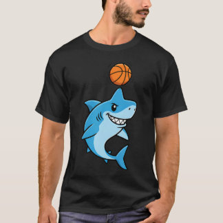 Camiseta Tubarão Mascote de Basquete Legal Para E