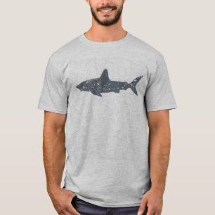 Camiseta Tubarão Nadador Cinza Grunge