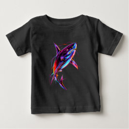 Camiseta Tubarão Neon Vibrante Oceano Digital Moderno