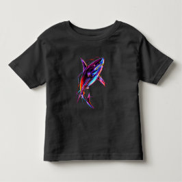 Camiseta Tubarão Neon Vibrante Oceano Digital Moderno