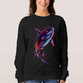 Camiseta Tubarão Neon Vibrante Oceano Digital Moderno