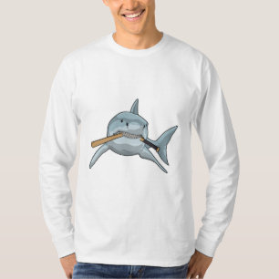 Camiseta Tubarão no Baseball com bastão de beisebol