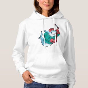Camiseta Tubarão no hóquei em gelo com palito de hóquei em