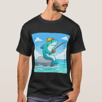 Tubarão Pescador – Design de Humor Oceânico Capric