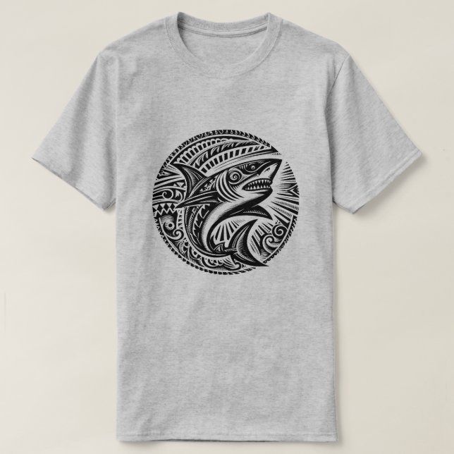 Camiseta Tubarão Polinésio (Frente do Design)