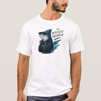 Camiseta Tubarão Predador Introvertido Legal com Óculos de