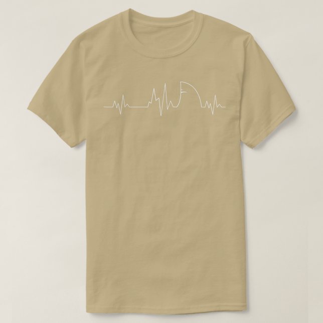 Camiseta Tubarão Pulsação EKG Peixes Engraçados Pulso Ocean (Frente do Design)