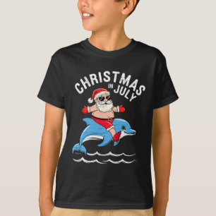 Camiseta Tubarão Santa Ridding Natal Em Julho Xmas Verão 