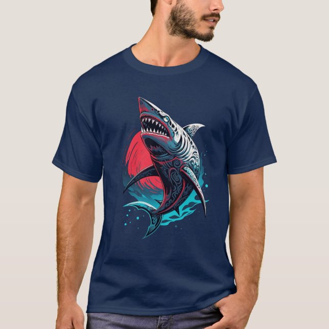 Camiseta Tubarão selvagem padrão (Frente)