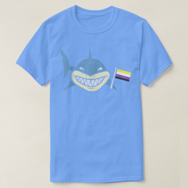 Camiseta Tubarão Sinalizador Não Binário Enby NB Orgulho Ho (Frente do Design)