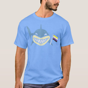 Camiseta Tubarão Sinalizador Não Binário Enby NB Orgulho Ho