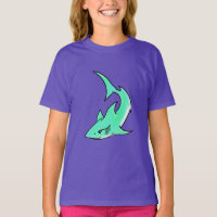 tubarão sorridente desenho animado azul verde ocea