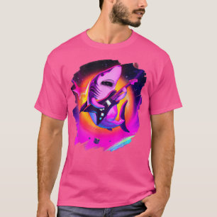Camiseta Tubarão tocando violão no espaço Tubarões espaciai