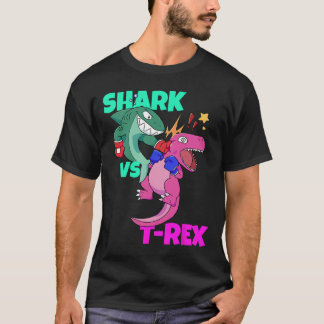 Camiseta Tubarão Vs Dinossauro T Rex Luvas Para Crianças Ra
