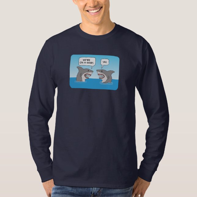 Camiseta Tubarões brancos, Excelentes e engraçados em T-Shi (Frente)