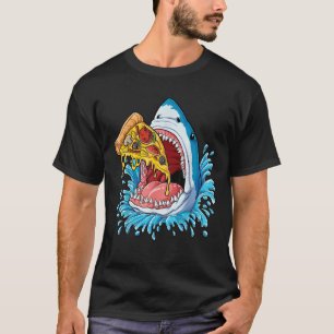 Camiseta Tubarões Comendo Pizza Crianças Comidas Amantes Ja