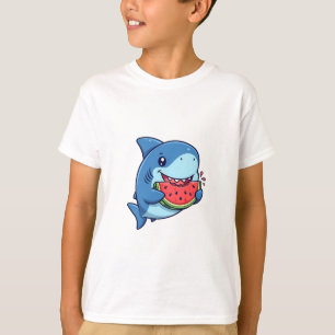 Camiseta Tubarões Crianças Comendo Melancia