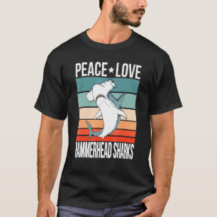 Camiseta Tubarões-martelo Paz Amor Arte Retro Peixe-martelo