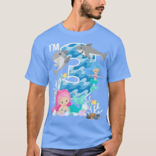 Camiseta Tubarões oceânicos e Sereias com aniversário de 3 