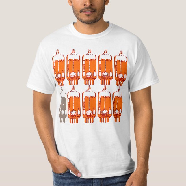 Camiseta Tubo Amplifier válvulas elétricas para guitarra e  (Frente)
