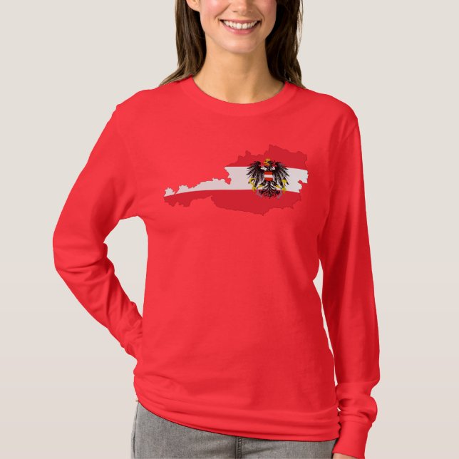 Camiseta Tubo de Capa Longa de Bandeira da Áustria (Frente)