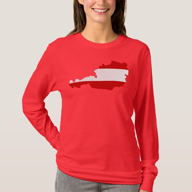 Camiseta Tubo de Capa Longa de Bandeira da Áustria (Frente)