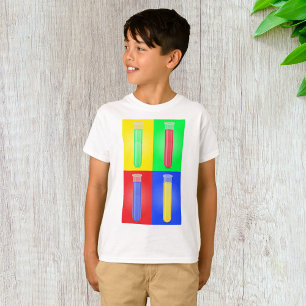 Camiseta Tubos de Teste de Arte Pop Ciência Laboratório de 