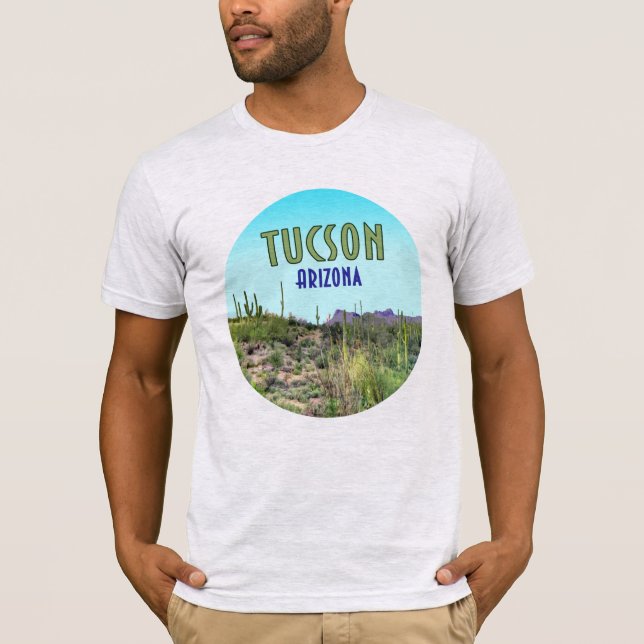 Camiseta Tucson Arizona Cactus e Mountain Vintage (Frente)