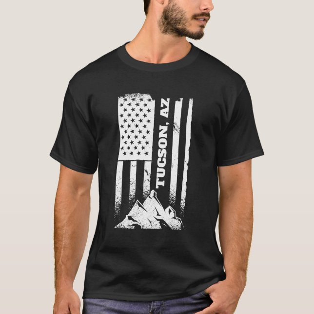 Camiseta Tucson Az Arizona Americano em aflição Patriótica  (Frente)