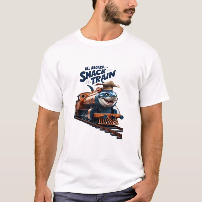 Camiseta Tudo a bordo... O comboio de snack (Frente)