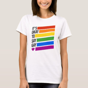 Camiseta Tudo bem dizer barras de arco-íris gay