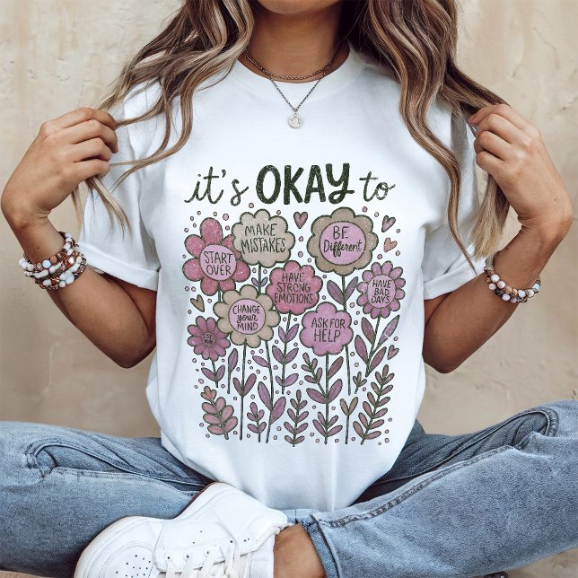Camiseta Tudo bem para Boho Floral (Criador carregado)
