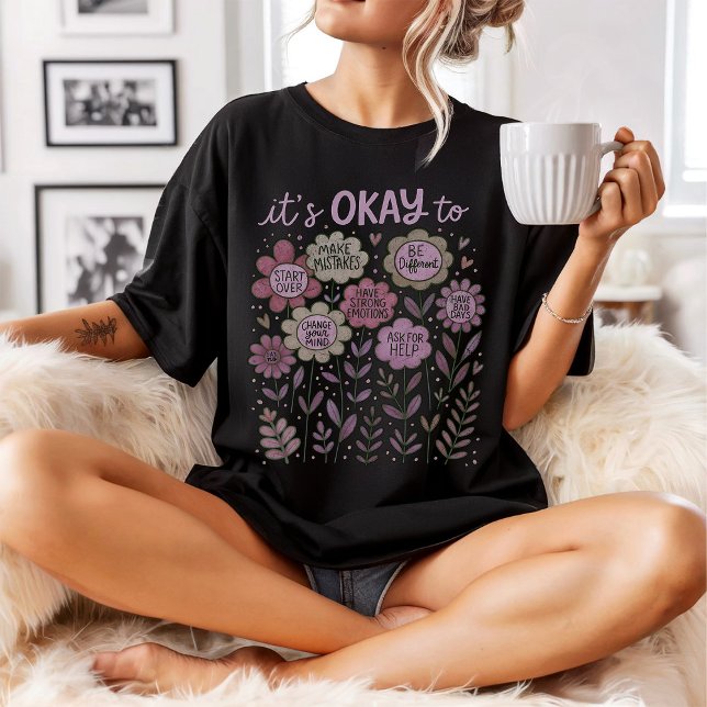 Camiseta Tudo bem para Boho Floral (Criador carregado)