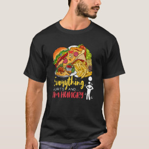 Camiseta Tudo dói e estou com fome de humor sarcástico