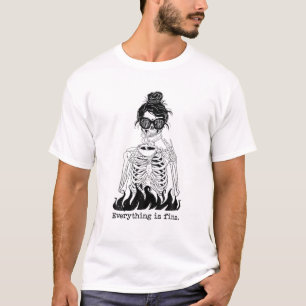 Camiseta Tudo é Bebendo de café fino Skeleton