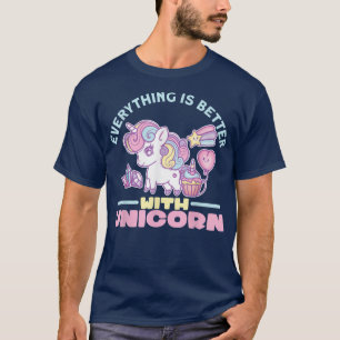 Camiseta Tudo é melhor com unicórnio fofo unicórnio