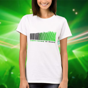 Camiseta Tudo é música Cotação Verde Código de Barras Equal