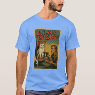 Camiseta Tudo em Louvor aos Gatos Estilo de Quadrinhos Retr