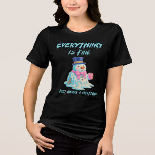 Camiseta Tudo Está Bem, Boneco de Neve Derretendo Engraçado