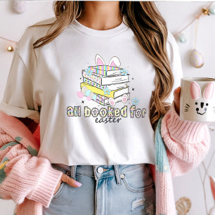 Camiseta Tudo marcado para a Páscoa; coelhinho do livro bon