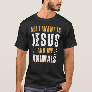 Camiseta Tudo O Que Eu Quero É Jesus E Os Meus Animais Humo