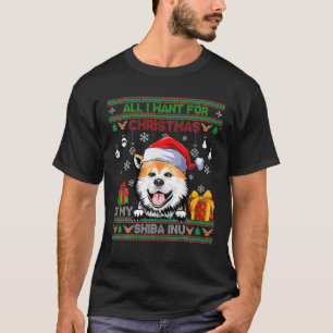 Camiseta Tudo O Que Eu Quero Para O Natal É Shiba Inu Ugly